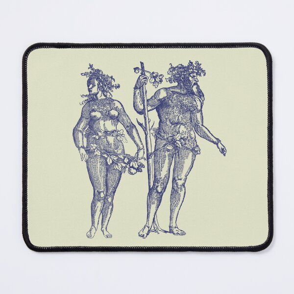 Item preview, Wild Man & Wild Woman' Hans Guldenmond Woodcut (indigo blue and light) designed and sold by Larkwort.