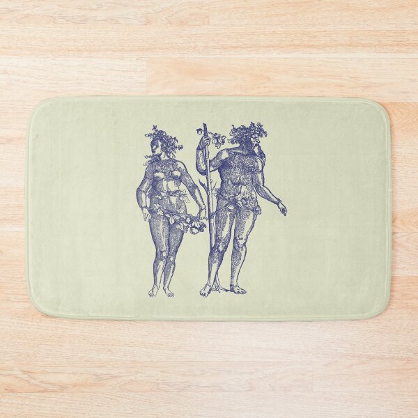 Item preview, Wild Man & Wild Woman' Hans Guldenmond Woodcut (indigo blue and light) designed and sold by Larkwort.