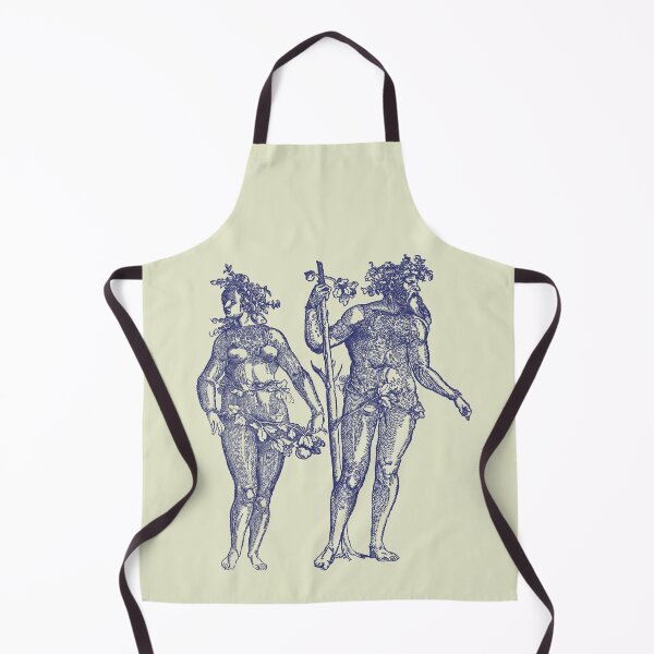 Item preview, Wild Man & Wild Woman' Hans Guldenmond Woodcut (indigo blue and light) designed and sold by Larkwort.