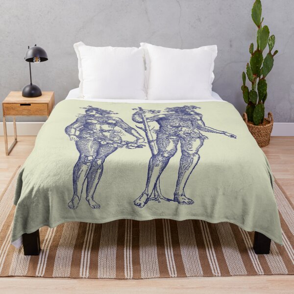 Item preview, Wild Man & Wild Woman' Hans Guldenmond Woodcut (indigo blue and light) designed and sold by Larkwort.