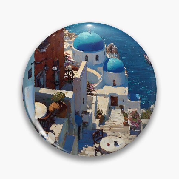 Item preview, Santorini Blue-Domed Churches Overlooking the Aegean designed and sold by daila70.