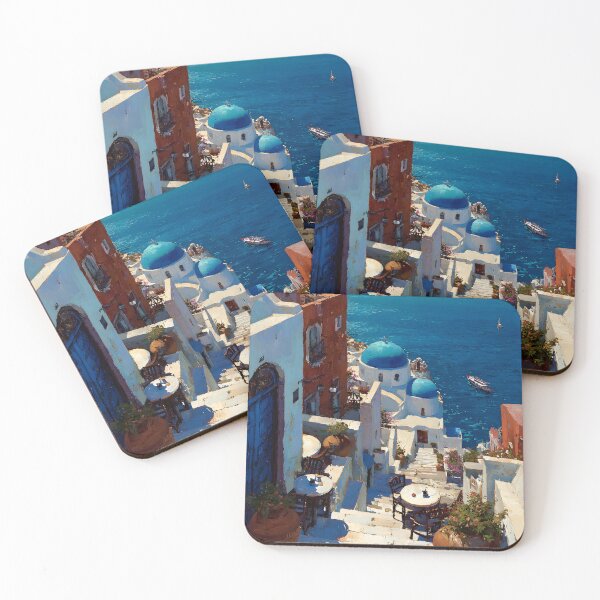 Item preview, Santorini Blue-Domed Churches Overlooking the Aegean designed and sold by daila70.