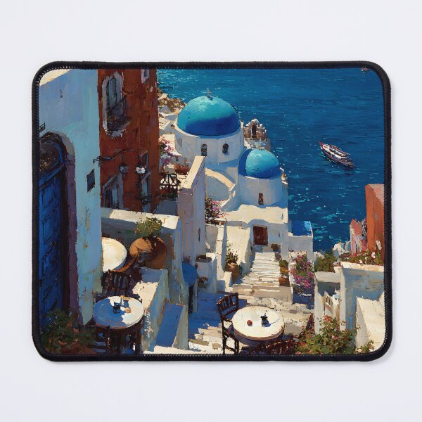 Item preview, Santorini Blue-Domed Churches Overlooking the Aegean designed and sold by daila70.
