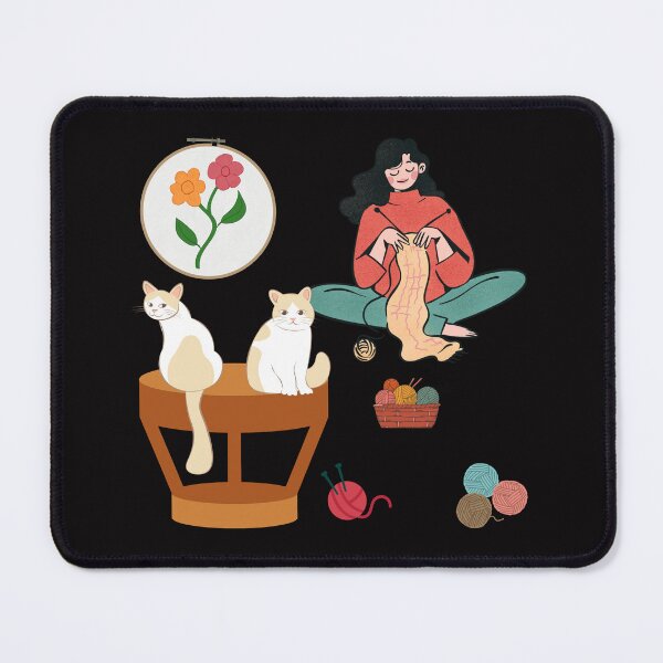 Item preview, Embroidery & Knitting with Cats designed and sold by KittenAndCo.
