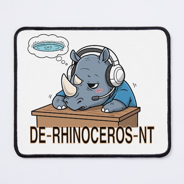 Item preview, Tired RHINOCEROS Gamer with Headset – Funny Hungry Cartoon designed and sold by holywarter.