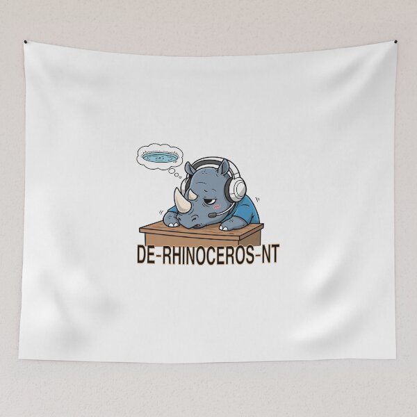 Item preview, Tired RHINOCEROS Gamer with Headset – Funny Hungry Cartoon designed and sold by holywarter.
