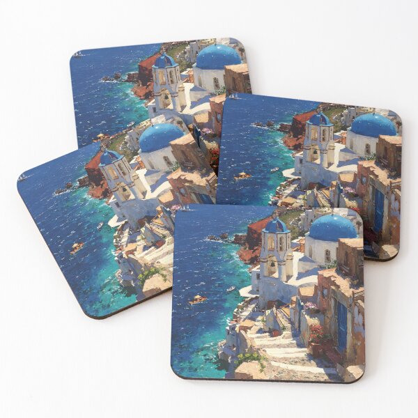 Item preview, Santorini Whitewashed Buildings and Blue Rooftops Over the Aegean designed and sold by daila70.