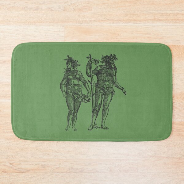 Item preview, Wild Man & Wild Woman' Hans Guldenmond Woodcut (green and dark) designed and sold by Larkwort.