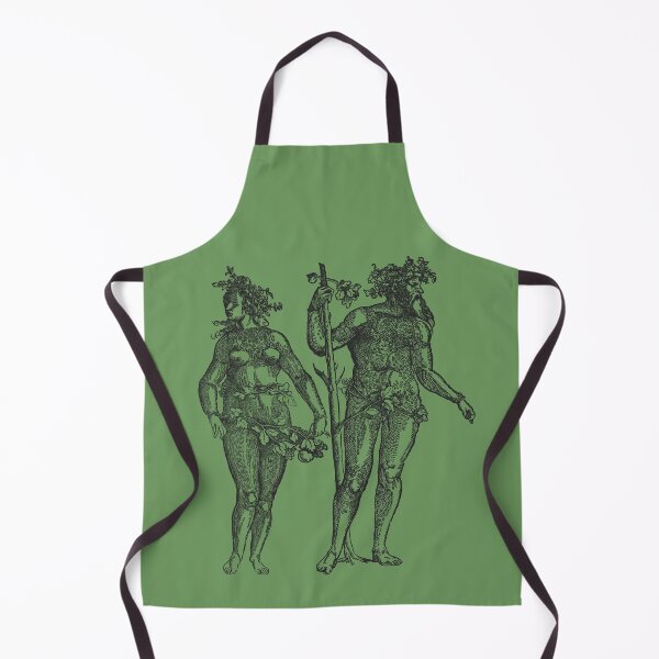 Item preview, Wild Man & Wild Woman' Hans Guldenmond Woodcut (green and dark) designed and sold by Larkwort.
