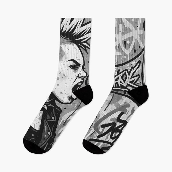 Item preview, Radical Voice Punk Activism - Black and White Grayscale Mohawk Street Art designed and sold by AldenTees.