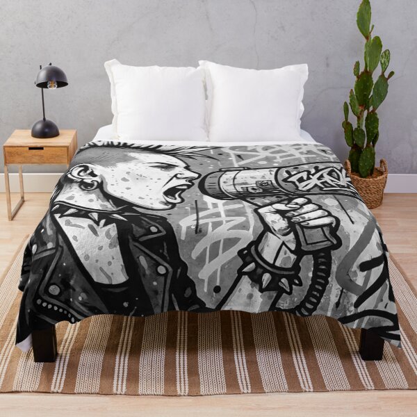 Item preview, Radical Voice Punk Activism - Black and White Grayscale Mohawk Street Art designed and sold by AldenTees.