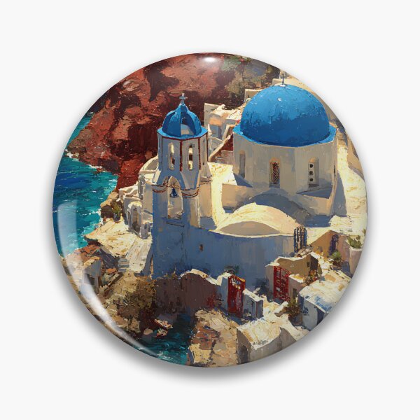 Item preview, Santorini Cliffside White Buildings with Blue Domes designed and sold by daila70.
