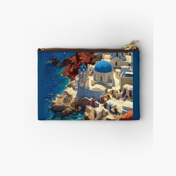Item preview, Santorini Cliffside White Buildings with Blue Domes designed and sold by daila70.