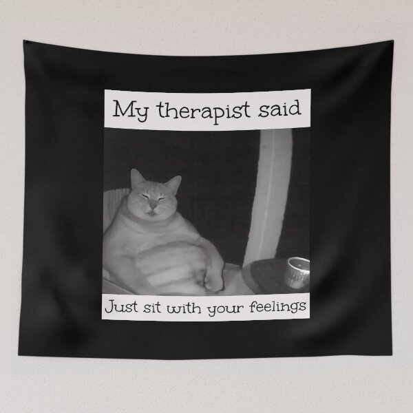 Item preview, Sit With Your Feelings Funny Fat Cat Brainrot Meme  designed and sold by Pawrizzma POD.