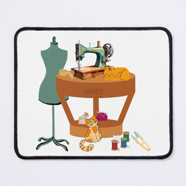 Item preview, Vintage Sewing Machine & Sleepy Cat. designed and sold by KittenAndCo.