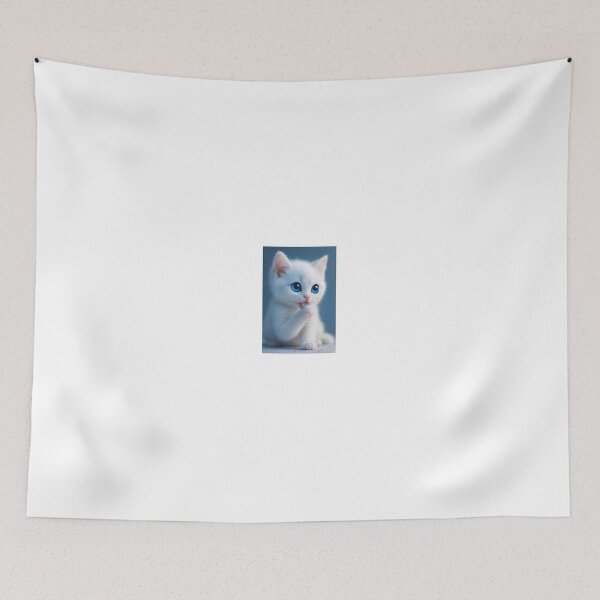 Item preview, Blue Diamond Baby Kitten – Sparkling White Fantasy Cat Art designed and sold by LovelyCatGalaxy.