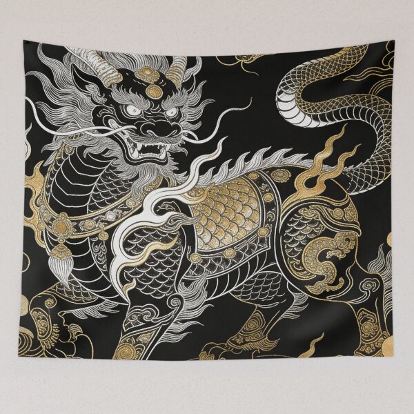 Item preview, Divine Golden Qilin & Dragon Black Lacquer Style designed and sold by zzz888.