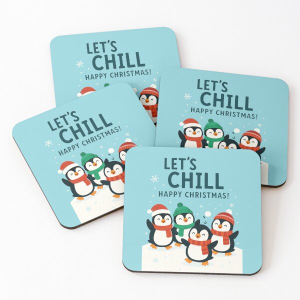 Item preview, Let’s Chill Happy Christmas Penguins by Modern Mojo | Cute Winter Holiday Art | Festive Penguin Group Design designed and sold by Modern-Mojo.