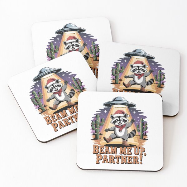 Item preview, Beam Me Up Partner – Alien Cowboy Raccoon designed and sold by Parallel Fold.