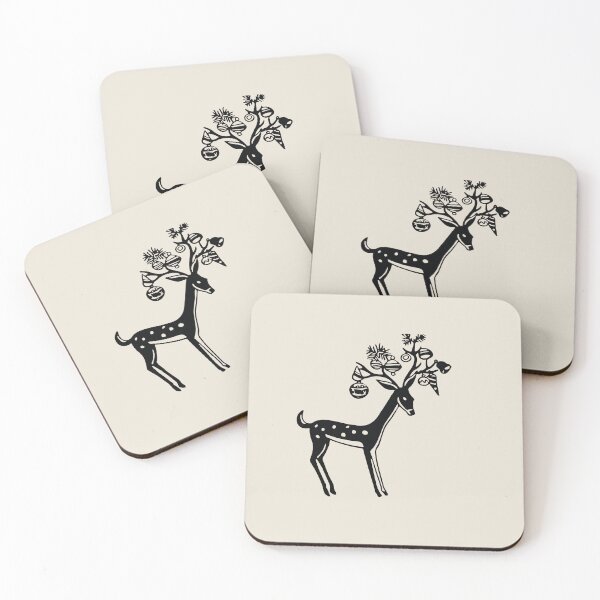 Item preview, Christmas Deer With Ornaments – Vintage Line Art Holiday Design designed and sold by AzizamWorks.