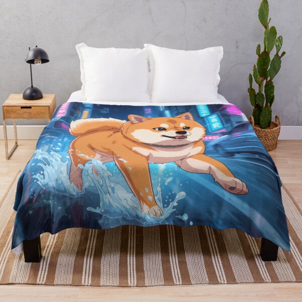 Item preview, Cyberpunk Shiba Runner – Neon Anime Dog in Rainy City designed and sold by Visualynx.