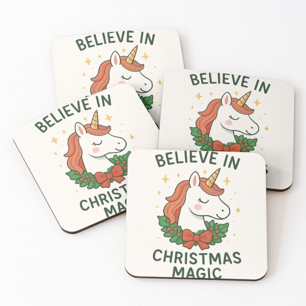 Item preview, Believe in Christmas Magic Unicorn by Modern Mojo | Cute Holiday Unicorn Art | Magical Christmas Wreath Design designed and sold by Modern-Mojo.
