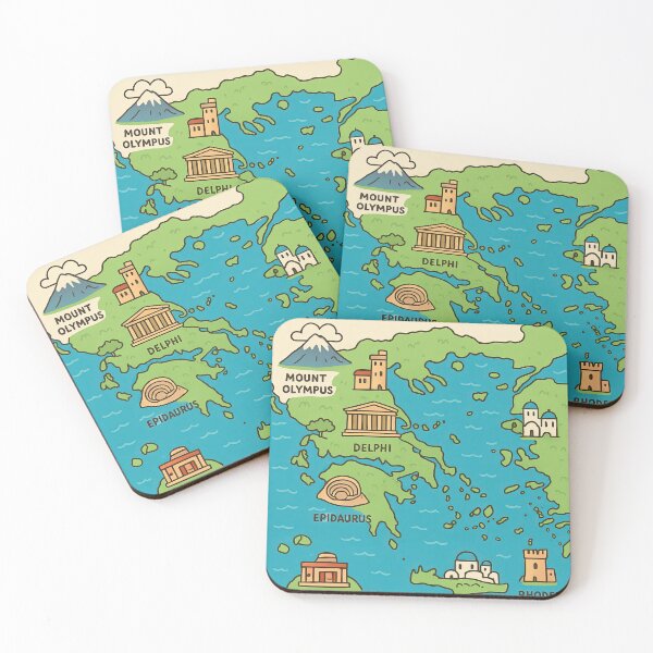 Item preview, Cute Illustrated Map of Greece – Santorini, Rhodes, Delphi, Olympus & Greek Landmarks | Kids Travel Map | Greece Cartoon Poster designed and sold by elgreko.
