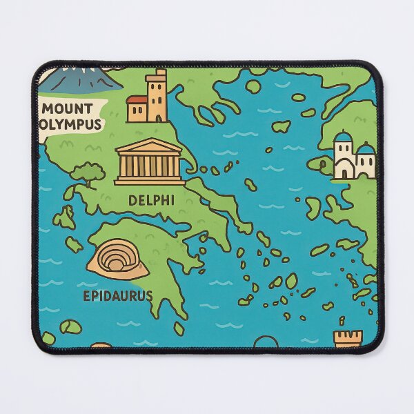 Item preview, Cute Illustrated Map of Greece – Santorini, Rhodes, Delphi, Olympus & Greek Landmarks | Kids Travel Map | Greece Cartoon Poster designed and sold by elgreko.