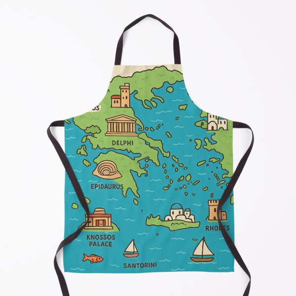 Item preview, Cute Illustrated Map of Greece – Santorini, Rhodes, Delphi, Olympus & Greek Landmarks | Kids Travel Map | Greece Cartoon Poster designed and sold by elgreko.