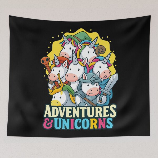 Item preview, Cute RPG Unicorn Adventure Warriors Fantasy Cartoon Design designed and sold by DrawHandArt.