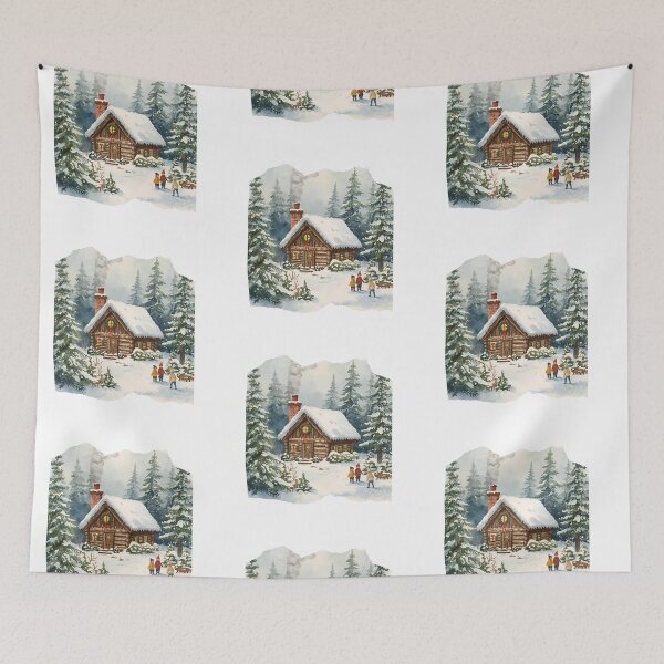 Item preview, Christmas Cabin in the Woods – Cozy Winter Forest Retreat designed and sold by MiszungART.