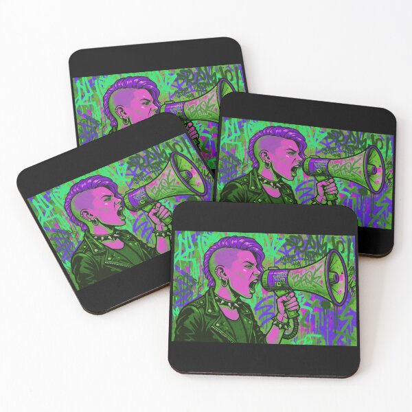 Item preview, Radical Voice Punk Activism - Neon Pink and Purple Side Shave Street Art designed and sold by AldenTees.