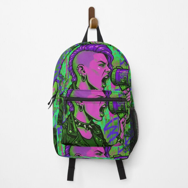 Item preview, Radical Voice Punk Activism - Neon Pink and Purple Side Shave Street Art designed and sold by AldenTees.