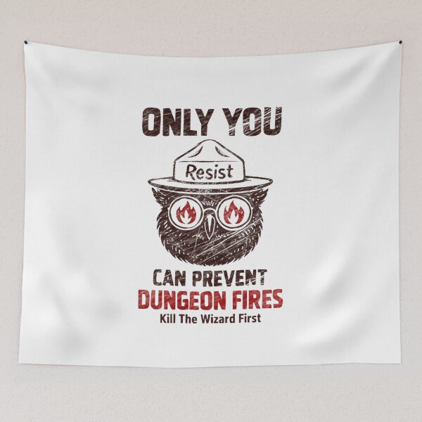 Item preview, Only You Can Prevent Dungeon Dragons Fires Owl Resist Chaotic Dice Energy designed and sold by SkeletonsDanger.