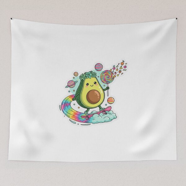 Item preview, Cosmic Avocado Skateboard Sticker – Cute Kawaii Space Avocado with Lollipop & Rainbow Trail designed and sold by Cloud9 Stickers.