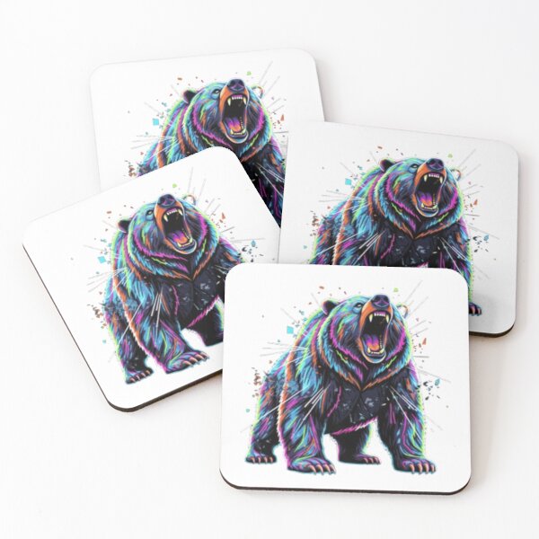 Item preview, Roaring Bear – Geometric Neon Effect designed and sold by mari0n980.
