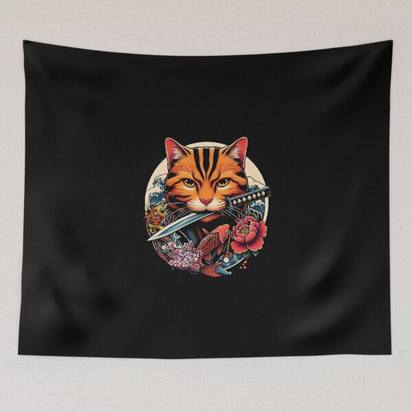 Item preview, Fierce Samurai Cat and Koi designed and sold by Lineer22.