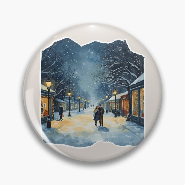 Item preview, Snowy Christmas Street at Night – Romantic Winter City Walk designed and sold by MiszungART.