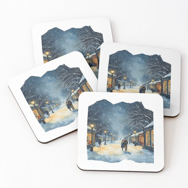 Item preview, Snowy Christmas Street at Night – Romantic Winter City Walk designed and sold by MiszungART.