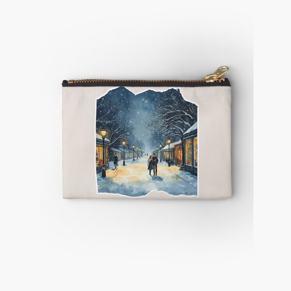 Item preview, Snowy Christmas Street at Night – Romantic Winter City Walk designed and sold by MiszungART.