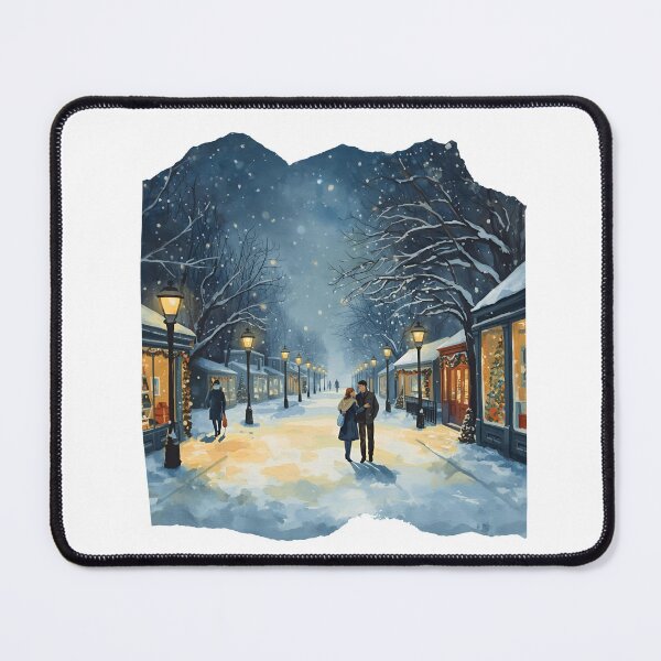 Item preview, Snowy Christmas Street at Night – Romantic Winter City Walk designed and sold by MiszungART.