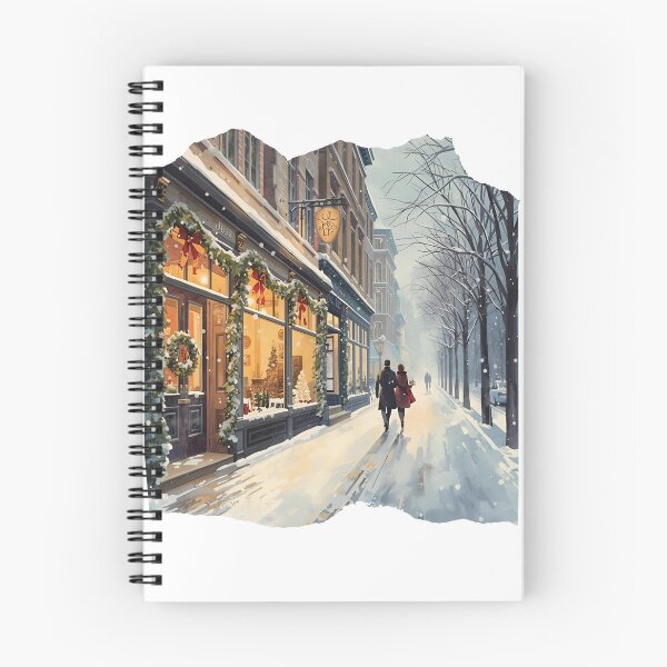 Item preview, Christmas Shopping Street – Cozy Winter City Snow Scene designed and sold by MiszungART.
