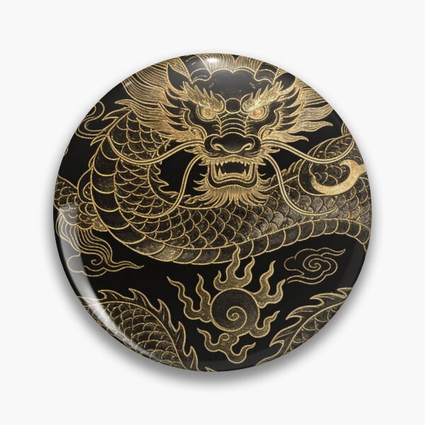 Item preview, Majestic Golden Chinese Dragon in Clouds Black Art designed and sold by zzz888.