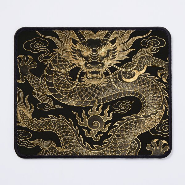 Item preview, Majestic Golden Chinese Dragon in Clouds Black Art designed and sold by zzz888.