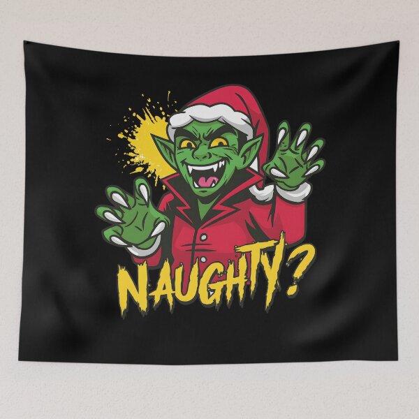 Item preview, Funny Naughty Christmas green Goblin Monster Holiday Mischief Cartoon  designed and sold by DrawHandArt.