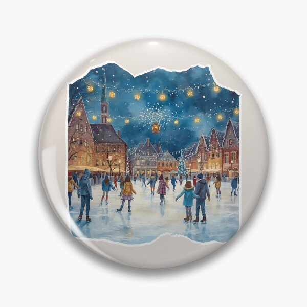 Item preview, Christmas Ice Skating Rink – Festive Winter Town Square Art designed and sold by MiszungART.