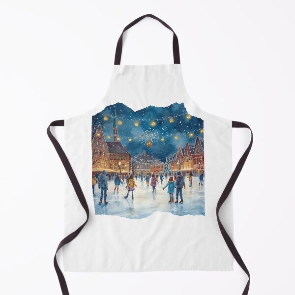 Item preview, Christmas Ice Skating Rink – Festive Winter Town Square Art designed and sold by MiszungART.