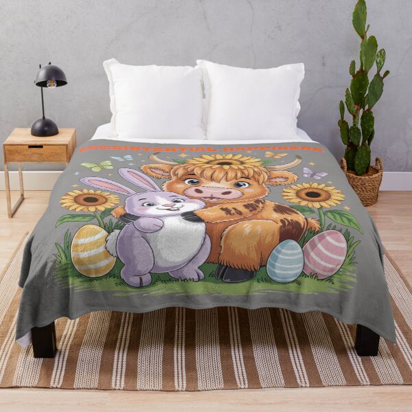 Artikelvorschau, Osterhasen-Kuscheleinheiten: Verspielte Hochlandkuh, Osterhase und Ostereier – Niedliches Frühlings-Tierdesign entworfen und verkauft von Camel & Quirk.