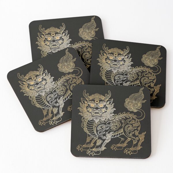 Item preview, Majestic Golden Qilin Lion Guardian Embroidery Style designed and sold by zzz888.