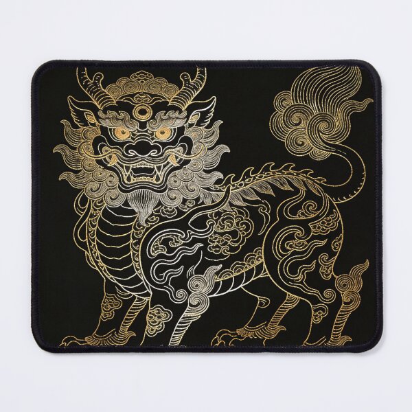 Item preview, Majestic Golden Qilin Lion Guardian Embroidery Style designed and sold by zzz888.